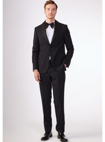 Resim Lacivert Erkek Slim Fit Mono Yaka Smokin Takım - 79117 Lacivert 