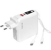 Resim S-link G150 15000mAh Lightning+Type-C Kablolu Powerbank Beyaz PD22.5W LCD AC Prizli Pil Şarj Cihazı 
