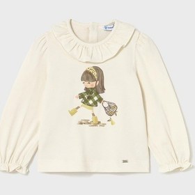 Resim Mayoral Kız Bebek Manşet Kollu Sweatshirt Bej 