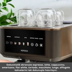 Resim Esmo Home Karaca Mycaffe Barista S10 Entegre Süt Hazneli, Espresso, Latte ve Cappuccino Makinesi Walnut Brown 