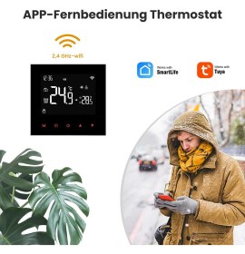 Resim Oxa Avatto Elektrikli Yerden Isıtma Için Akıllı Wifi Termostatı, Programlanabilir Oda Termostatı, Yerden Isıtma Sistemi, Alexa, Google Home Sesli Kontrol ve Smart Life Uygulamasıyla Uyumlu, 2.4 Gh-Wlan 