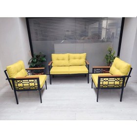Resim İnci Balkon-bahçe-ofis-kafe- Çay Seti-koltuk Oturma Takımı-oturma Grubu Çstakımlazer Sarı 