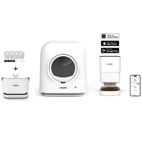 Resim Xenon Smart Akıllı Kedi Tuvaleti 4LT Çelik Hazneli Mama Kabı Bataryalı Su Pınarı ve Yedek Filtre Pet Seti 