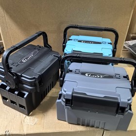 Resim 1 adet LUYI Çift Katmanlı Balıkçılık Takımı Kutusu, Entegre Taşıma Kayışı ile - Hafif, Taşınabilir, Siyah PP Malzeme, Kanca & Yemler için Çift Bölmeli Düzenleyici, Açık Hava Balıkçılığı Tutkunları için İdeal 