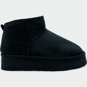 Resim Caty Siyah Süet Kadın Kalın Tabanlı Kürklü Bot Siyah 