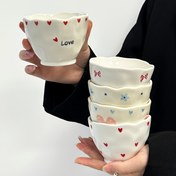 Resim 1 adet El Yapımı Seramik Kahve Bardağı - Sevimli Kalp ve Yay Tasarımı, Düzensiz Şekil, Ev, Ofis, Çay, Süt, Tatlılar ve Tatil Hediyeleri için Mükemmel, Hediye Kahve Bardağı | Oynak Tasarım | El Yapımı Bardak, Kahve Barı Aksesuarları 
