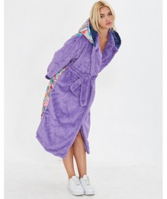 Resim Mor Yumuşacık Pelüş Arkası Desenli Polar Mor 