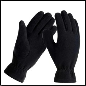 Resim Thermoform Uyguna-Yakala Siyah Polar Eldiven Unisex Standart Beden Elastik Yapı ile Konforlu Kullanım 
