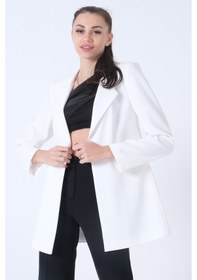 Resim Feminist Ekru Zebra Astar Detaylı Krep Blazer Ceket 01051201.147 001 