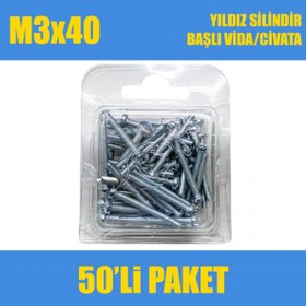 Resim M3x40 Yıldız Silindir Başlı (YSB) Vida/Civata 50 Adet 