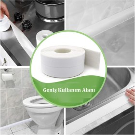 Resim Ankanorm Su Sızdırmaz Bant Banyo Mutfak Lavabo Küvet Duş Teknesi Su Geçirmez Kenar Bandı 3.2 M 