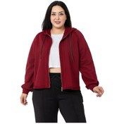 Resim Büyük Beden Kapüşonlu Fermuarlı Üç İplik Bordo Sweatshirt-bordo Bordo 