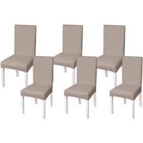 Resim 6lı Balpeteği Desen Likra Kumaşlı Tüylenmez Yikanabilir Sandalye Örtüsü Sandalye Kılıfı Vizon 