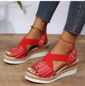 Resim Kırmızı Ayakkabı Sandalet Kadın Moda Sivri Burun Kadın Ayakkabısı Artı Boyutu Sandalet Kadın Ayak Bileği Kayışı Kadın Ayakkabı Zarif Kadın Ayakkabı Kırmızı 