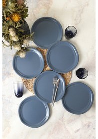 Resim Keramika Mat Mavi Bloom Pasta Tabağı 24 Cm 6 Adet 399 Mavi 