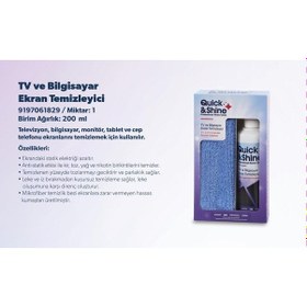 Resim Quick&Shine Tv&Bilgisayar Ekran Temizleyici 200Ml 