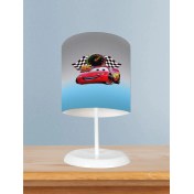 Resim Mekta Home Bebek ve Çocuk Odası Gri Mavi Mcqueen Desenli Abajur 