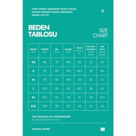 Resim Pastelastore %100 Pamuk Gabardin Uzun (110CM) Astarlı Kemerli Kadın Trençkot 1111 