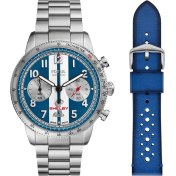 Resim Fossil Fle1209set Shelby X Fossil Grand Tourer Limited-edition Erkek Kol Saati Ve Yedek Kordon Metalik Gri 