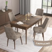 Resim Canisa Concept Are Serisi, 80X132 Mdf Açılabilir Barok Ahşap Desen Mutfak Masa Takımı, 4 Sandalye Gümüş Halkalı 