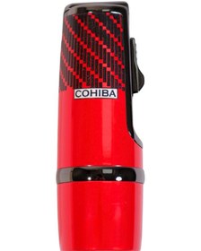 Resim Cohiba 3 Torch Pürmüz Kırmızı-siyah Desenli Metal Puro Çakmağı 