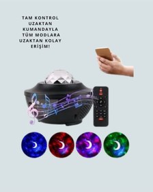 Resim Cosmotex Sesle Etkileşimli Yıldız Projektörlü Gece Lambası Bluetooth Hoparlörlü, Usb Girişli, Döne Gökyüzü 
