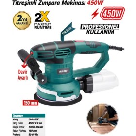 Resim Trıcraft 450W Titreşimli Zımpara Makinesi 150MM 