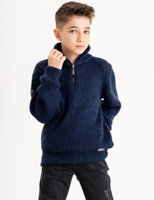 Resim Cloudy Kids Erkek Çocuk Fermuarlı Boğazlı Yaka Triko Kazak 