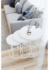 Resim Emga Home Zigon Sehpa Takımı Beyaz Beyaz Beyaz 