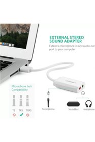 Resim Ugreen 3.5mm Harici Usb Ses Kartı Beyaz 