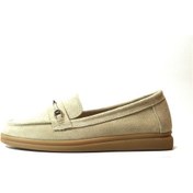 Resim Beety Kadın Deri Loafer Babet Ayakkabı Nubuk Bej 23by37.3007 Bej 