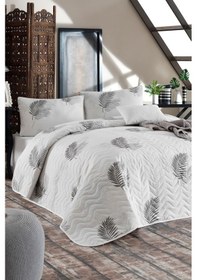 Resim Enlora Home Kapitone Yatak Örtüsü Seti Tek Kişilik Palma Gri 