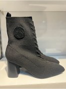 Resim Siyah Triko Kadın Bootie 