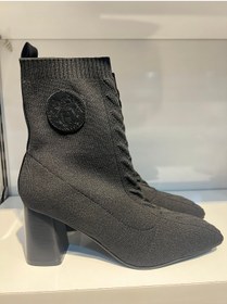 Resim Siyah Triko Kadın Bootie 