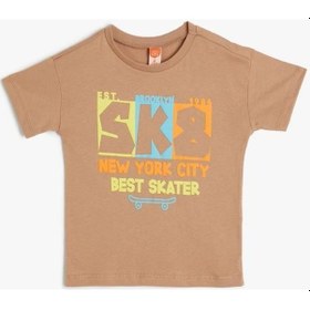 Resim Koton Erkek Bebek Tişört Kaykay Baskılı Kısa Kollu Bisiklet Yaka Pamuklu 001 