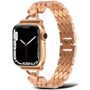Resim iOS Uyumlu Watch Serisi D-şekilli Eşkenar Dörtgen Metal Saat Kordonu 9-8-7 41mm / Se 3-se 2-6-se-5-4 40mm / 3-2-1 38mm 