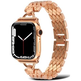 Resim iOS Uyumlu Watch Serisi D-şekilli Eşkenar Dörtgen Metal Saat Kordonu 9-8-7 41mm / Se 3-se 2-6-se-5-4 40mm / 3-2-1 38mm 