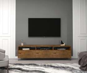 Resim WOODFACE HOLMES DOĞAL AHŞAP TV SEHPASI TV ÜNİTESİ CEVİZ RENK 