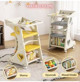 Resim Bebek Mama Sandalyesi Eğitici Çocuk Gelişim Sandalyesi Ve Mutfak Merdiven Ve Öğrenme Kulesi 