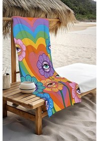 Resim Dijital Baskı Plaj Deniz Havlusu Modern Desenli Peştamal Hvl0076 Renkli 