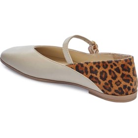 Resim Tergan Bej Hakiki Deri Leopar Kadın Babet - K25I1BB67848-A25 