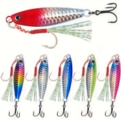Resim 6 adet Metal Balıkçılık Kaşığı Lure'lar 3D Gözler ve Üçlü saç tokası'lar ile - Uzun Atış Swimbait Hardbaits, Canlı Renkler (Kırmızı/Beyaz, Mavi/Beyaz, Yeşil/Beyaz, Pembe/Beyaz, Mor/Beyaz, Metalik) Bass, Pike, Trout, Walleye için - Tatlı Su ve Tuzlu Su Balıkçılık Lure'ları, Anglerlar için İdeal Babalar Günü Hediyesi, Swim Baits Balıkçılık Lure'ları, Gerçekçi Balık Lure'ları, Yüksek Kaliteli saç tokası'lar 
