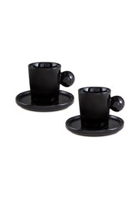 Resim Jumbo Golfline Siyah 2'li Tabaklı Kahve Fincan Takımı 90 Cc Diğer 