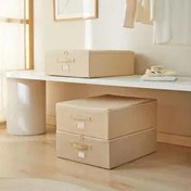 Resim 3'lü Orta Boy Bej Balıksırtı Destekli Hurç Set 45 X 55 X 18 Cm Ocean Home Textile