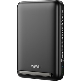 Resim Wiwu Wi-P043 LED Işık Göstergeli Standlı Taşınabilir M-safe Wireless Powerbank 10.000mAh 15W - Beyaz 