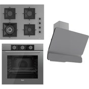 Resim Ferre Flameart Sc Serisi Gri Set (SC408-WFA + QXE62CPR +D082 ) - 65 Cm'lik Kare Döküm Izgara-Wok 