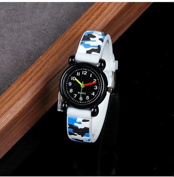 Cloud011 Gençler İçin Yeşil Kemer Siyah Kadran Trend Kamuflaj Kuvars Saat - Spor Ve Günlük Diğer