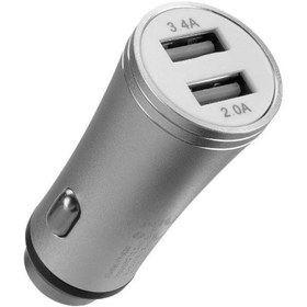 Resim Hytech HY-X60 3.4A Hızlı Şarj 2 USB Gümüş Metal Araç Şarj Cihazı 
