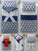 Resim Denizcik Izmir Incisi Tül Işlemeli Pamuklu Fiyonklu Kundak Lüks 3Lü Alt Açma Seti Çok Renkli 