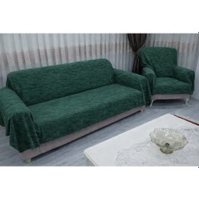 Resim Mandaş Şönil Dokuma Koltuk Örtüsü Maxi Takım 3+3+1+1 K Yeşil Yeşil 